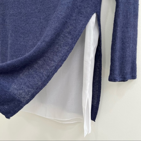 Bailey 44 navy blue linen chiffon layered top side slit size small - Picture 3 of 6